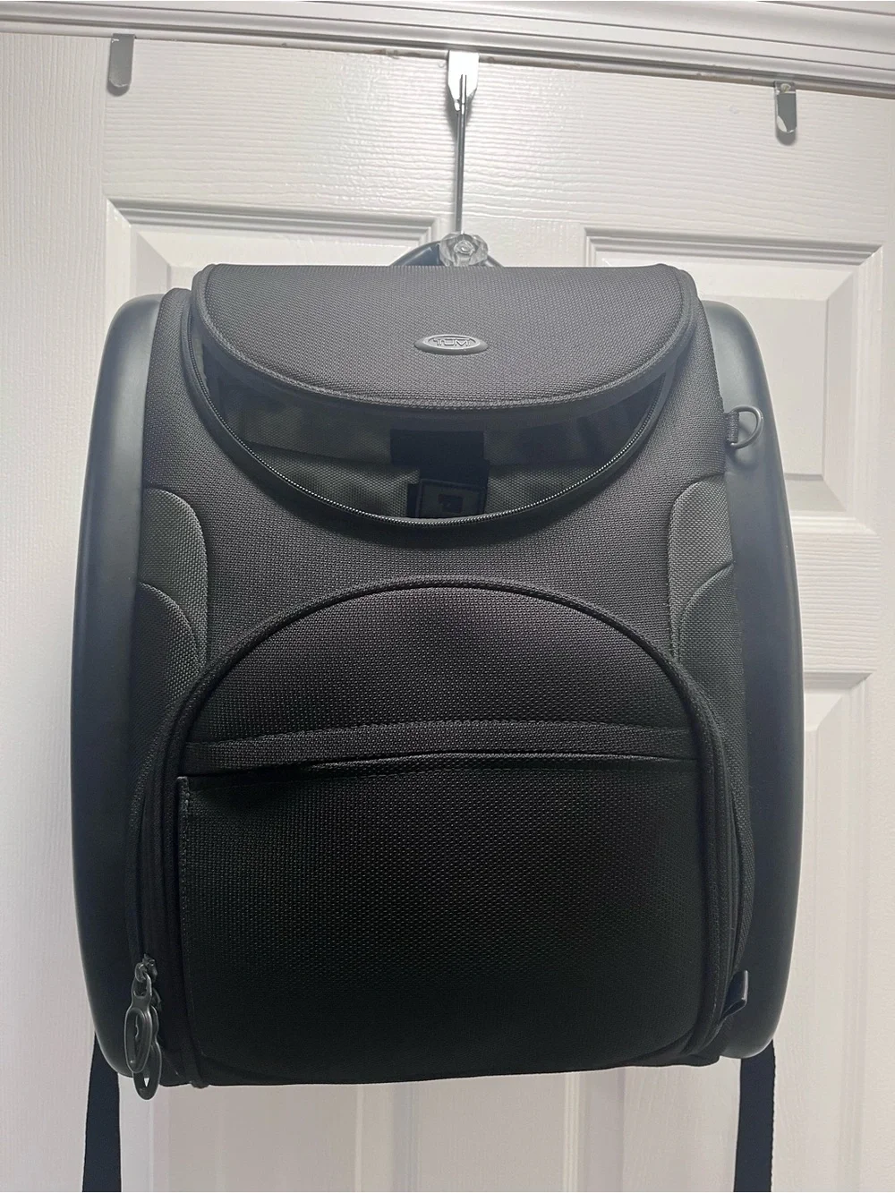 Tumi T3  Black Textured Men's Backpack with Silver Logo